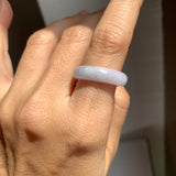 16.8mm A-Grade Natural Lavender Green Jadeite Abacus Ring Band No.162505