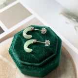 SOLD OUT: A-Grade Natural Light Green Jadeite Cloop Earring Studs No.180749
