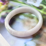 55.2mm A-Grade Natural Lavender Green Jadeite Modern Oval Bangle No.330084