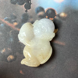 A-Grade Natural Lavender Brown Jadeite Monkey Peach Pendant No.220298