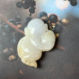 A-Grade Natural Lavender Brown Jadeite Monkey Peach Pendant No.220298