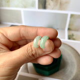 SOLD OUT: A-Grade Natural Light Green Jadeite Cloop Earring Studs No.180749