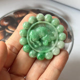 A-Grade Natural Moss On Snow Jadeite Ox Pendant No.220694