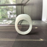 17.1mm A-Grade Natural Light Grey Green Jadeite Cloop Ring Band No.162359