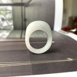 17.1mm A-Grade Natural Light Grey Green Jadeite Cloop Ring Band No.162359