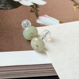 A-Grade Natural Light Green Yellow Jadeite Donut Stud Earrings No. 180906