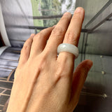 17.1mm A-Grade Natural Light Grey Green Jadeite Cloop Ring Band No.162359
