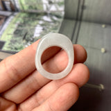 17.1mm A-Grade Natural Light Grey Green Jadeite Cloop Ring Band No.162359