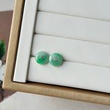 A-Grade Natural Moss On Snow Jadeite Donut Stud Earrings No. 180905