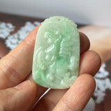 A-Grade Natural Moss On Snow Jadeite Horse Pendant No.170866