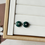 Icy A-Grade Natural Dark Blue Jadeite Donut Stud Earrings No. 180904