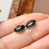 Icy A-Grade Natural Dark Blue Jadeite Donut Stud Earrings No. 180904