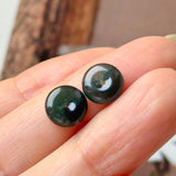 Icy A-Grade Natural Dark Blue Jadeite Donut Stud Earrings No. 180904
