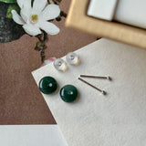 Icy A-Grade Natural Dark Blue Jadeite Donut Stud Earrings No. 180904