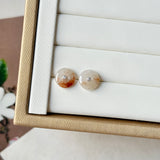 A-Grade Natural Osmanthus Floral Jadeite Donut Stud Earrings No. 180903