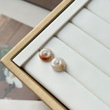 A-Grade Natural Osmanthus Floral Jadeite Donut Stud Earrings No. 180903