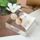 A-Grade Natural Osmanthus Floral Jadeite Donut Stud Earrings No. 180903