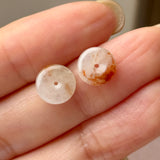 A-Grade Natural Osmanthus Floral Jadeite Donut Stud Earrings No. 180903