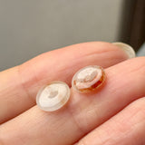 A-Grade Natural Osmanthus Floral Jadeite Donut Stud Earrings No. 180903