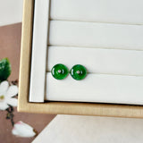 Icy A-Grade Natural Imperial Green Jadeite Donut Stud Earrings No. 180901