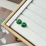 Icy A-Grade Natural Imperial Green Jadeite Donut Stud Earrings No. 180901