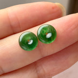 Icy A-Grade Natural Imperial Green Jadeite Donut Stud Earrings No. 180901