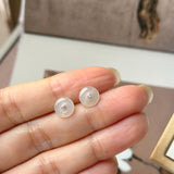 Icy A-Grade Natural Jadeite Donut Stud Earrings No. 180902