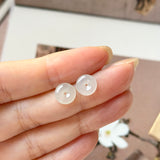 Icy A-Grade Natural Jadeite Donut Stud Earrings No. 180902