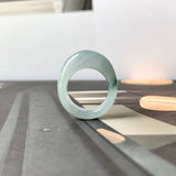 16.1mm A-Grade Natural Light Bluish Floral Jadeite Cloop Ring Band No.162361