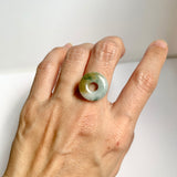 A-Grade Natural Tri-Colour Jadeite Bagel Piece No. 172656