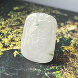 A-Grade Natural White Jadeite Pig Money Ruyi Pendant No.170973