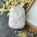 A-Grade Natural White Jadeite Pig Money Ruyi Pendant No.170973