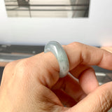 16.1mm A-Grade Natural Light Bluish Floral Jadeite Cloop Ring Band No.162361