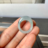 16.1mm A-Grade Natural Light Bluish Floral Jadeite Cloop Ring Band No.162361