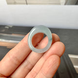 16.1mm A-Grade Natural Light Bluish Floral Jadeite Cloop Ring Band No.162361