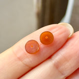 Icy A-Grade Natural Reddish Orange Jadeite Donut Stud Earrings No. 180900