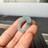 16.1mm A-Grade Natural Light Bluish Floral Jadeite Cloop Ring Band No.162361