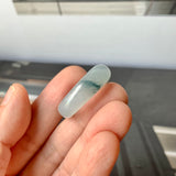 16.1mm A-Grade Natural Light Bluish Floral Jadeite Cloop Ring Band No.162361