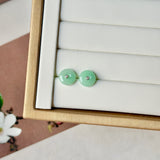 A-Grade Natural Apple Green Jadeite Donut Stud Earrings No. 180899