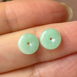 A-Grade Natural Apple Green Jadeite Donut Stud Earrings No. 180899