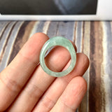 SOLD OUT: 17.1mm A-Grade Natural Light Green Jadeite Cloop Ring Band No.162362