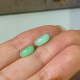 A-Grade Natural Apple Green Jadeite Donut Stud Earring (Lilac Flower) No. 180897