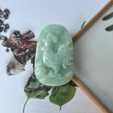 A-Grade Natural Green Jadeite Rooster Pendant No.170862