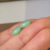 A-Grade Natural Apple Green Jadeite Donut Stud Earring (Lilac Flower) No. 180897