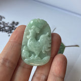 A-Grade Natural Green Jadeite Rooster Pendant No.170862