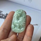 A-Grade Natural Green Jadeite Rooster Pendant No.170862