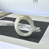 18.1mm A-Grade Natural White Yellow Jadeite Cloop Ring Band No.162363