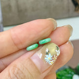 A-Grade Natural Apple Green Jadeite Donut Stud Earring (Lilac Flower) No. 180896