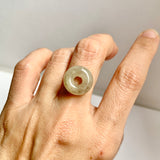 A-Grade Natural Light Brown Jadeite Bagel Piece No. 172658