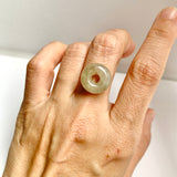 A-Grade Natural Light Brown Jadeite Bagel Piece No. 172658